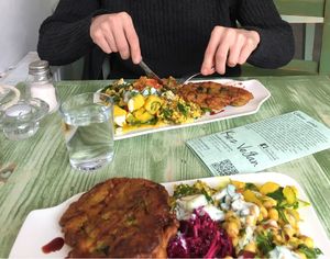 Puffs and salad at Kiez Vegan - Warschauer Str in Berlin