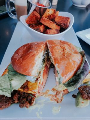 Breakfast sandwich at Leaf Vegetarian Restaurant in Boulder