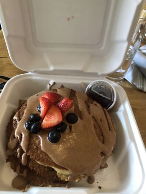 Blueberry pancakes at Leaf Vegetarian Restaurant in Boulder