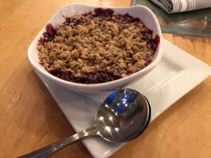 Blackberry-strawberry crisp at Leaf Vegetarian Restaurant in Boulder