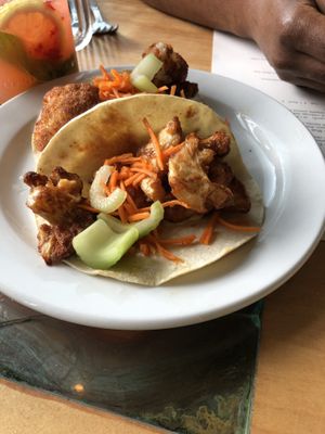 Buffalo cauliflower tacos  at Leaf Vegetarian Restaurant in Boulder