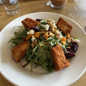 arugula squash salad with tofu  at Leaf Vegetarian Restaurant in Boulder