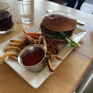 vegan crab cake sandwich - recommend for sure!  at Leaf Vegetarian Restaurant in Boulder