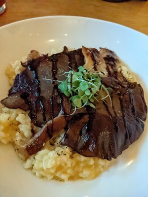 Oyster mushroom risotto at Leaf Vegetarian Restaurant in Boulder