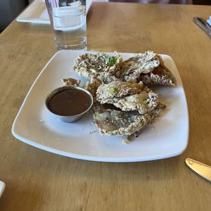 oyster mushroom calamari   at Leaf Vegetarian Restaurant in Boulder