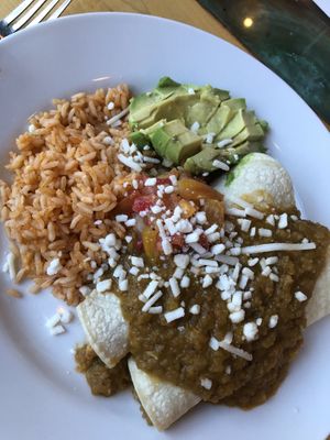 Jackfruit enchiladas   at Leaf Vegetarian Restaurant in Boulder