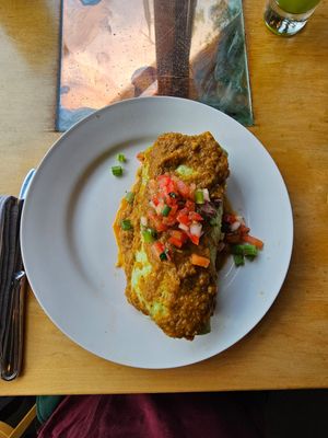 Smothered burrito at Leaf Vegetarian Restaurant in Boulder