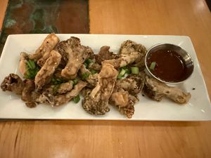 Calamari style oyster mushrooms at Leaf Vegetarian Restaurant in Boulder