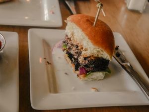 The mushroom slider at Leaf Vegetarian Restaurant in Boulder