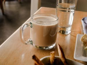 Chai with soy milk at Leaf Vegetarian Restaurant in Boulder