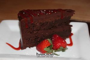 Flourless chocolate cake at Leaf Vegetarian Restaurant in Boulder