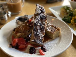 Vegan French toast at Leaf Vegetarian Restaurant in Boulder
