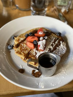 Vegan Blueberry Pancakes at Leaf Vegetarian Restaurant in Boulder