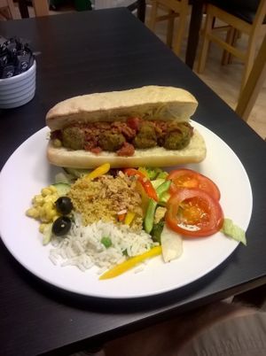 Vegan meatball marinara sub at The Green Room in Middlesbrough