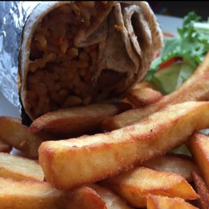 Chilli Burrito & chips  at The Green Room in Middlesbrough
