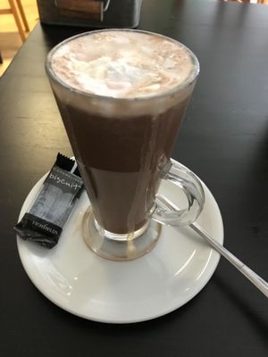 Hot chocolate with marshmallows and cream at The Green Room in Middlesbrough