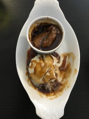 Sticky toffee pudding and vanilla ice cream at The Green Room in Middlesbrough