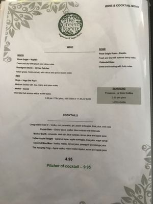 Alcohol Menu Oct/Nov 2018 at The Green Room in Middlesbrough