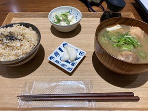 Omiotsuke plate with rice at Evah Dining Macrobiotic - Hakata Riverain Mall in Fukuoka