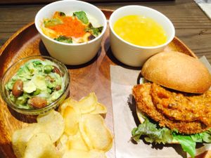 Vege burger set. at Evah Dining Macrobiotic - Hakata Riverain Mall in Fukuoka