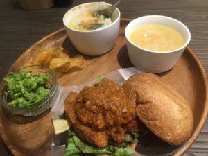 Burger Set with avocado at Evah Dining Macrobiotic - Hakata Riverain Mall in Fukuoka