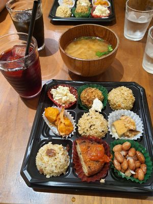 Vegan Bento + vegan Miso at Evah Dining Macrobiotic - Hakata Riverain Mall in Fukuoka