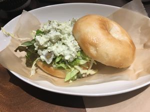 Potato salad bagel sandwich  at Evah Dining Macrobiotic - Hakata Riverain Mall in Fukuoka