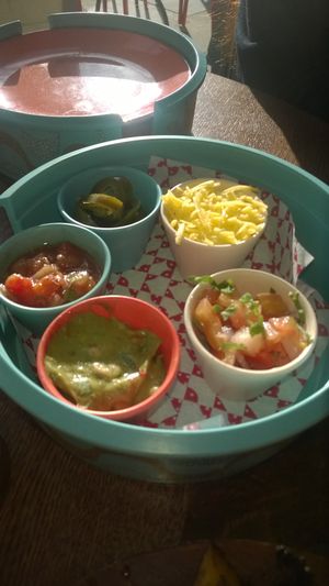 Fajita dips and vegan cheese  at Las Iguanas - Quayside in Newcastle Upon Tyne