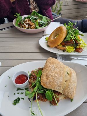 Three different vegan options at Earthlings in Bolton