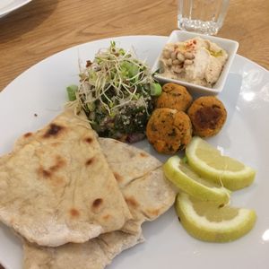 .Tabbouleh and Baked Sweet Potato Falafels'. at Earthlings in Bolton