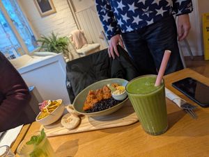 Cucumber pressed juice at Earthlings in Bolton