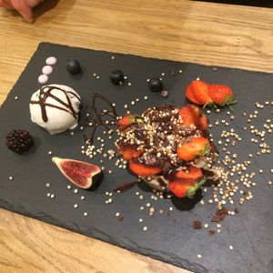 Specials Menu - 'No Cheese Cheesecake' Salted Caramel. at Earthlings in Bolton