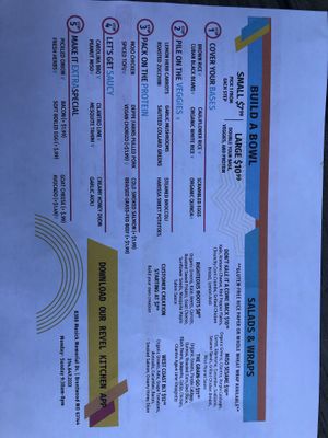 Menu front side  at Revel Kitchen in Brentwood