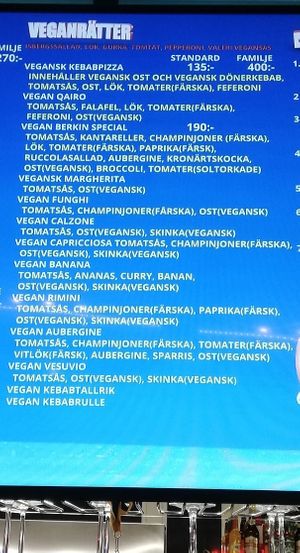 Menu at Kroppkärrs Pizzeria in Karlstad