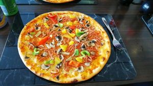 Vegan Rimini pizza at Kroppkärrs Pizzeria in Karlstad