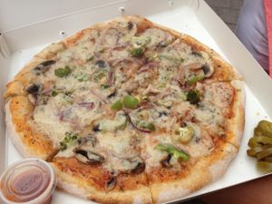 Vegan pizza at New York Pizza in Malmo