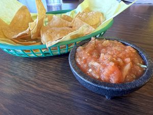 Yummy salsa and chips   at La Cueva Restaurante Mexicano in Torrey