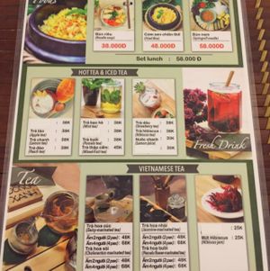 Menu at Dong Xanh in Hanoi