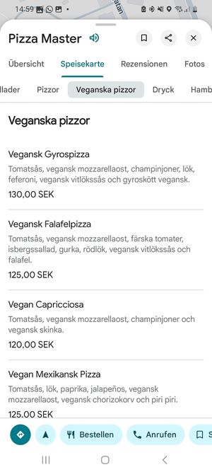  at Pizza Master in Gothenburg