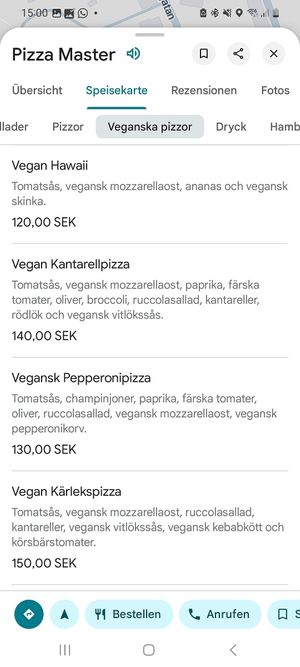  at Pizza Master in Gothenburg