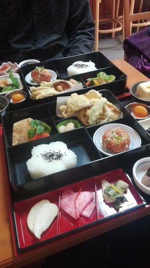 Bento set menu at Arashiyama-kan in Kyoto