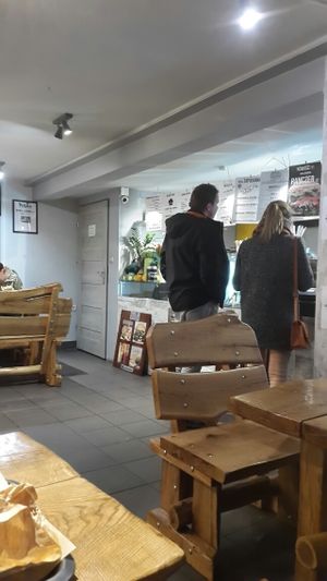 Counter at Farma Burgerownia Roslinna in Krakow