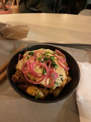 Pulled pork wedges  at Farma Burgerownia Roslinna in Krakow