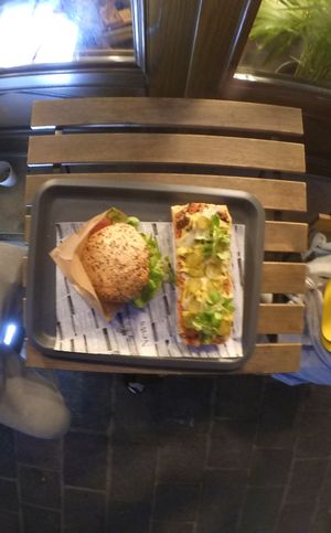 the best burger and zapiekanka at Farma Burgerownia Roslinna in Krakow