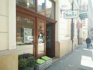 the view from the street at Farma Burgerownia Roslinna in Krakow