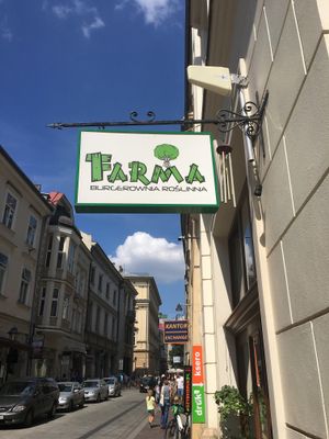 Farms Sign at Farma Burgerownia Roslinna in Krakow