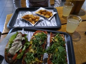 Two menus of the day and a soya-dog, delicious!!!! at Farma Burgerownia Roslinna in Krakow