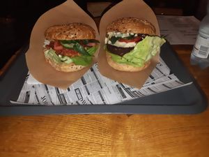 Tofu and saitan burgers at Farma Burgerownia Roslinna in Krakow