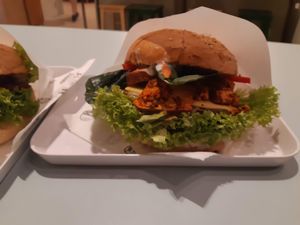 Tofu and saitan burgers at Farma Burgerownia Roslinna in Krakow
