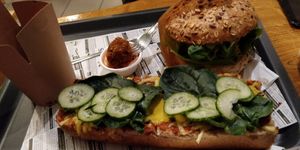 Zapiekanka, Burger & Nuggets at Farma Burgerownia Roslinna in Krakow